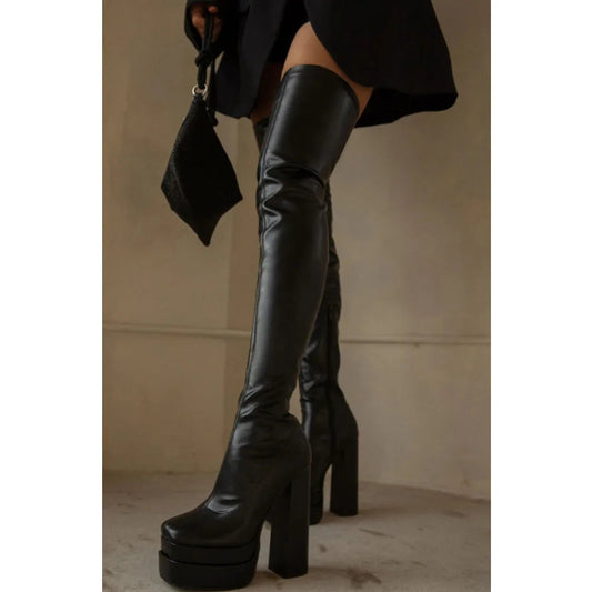 Tall Heeled Above The Knee Platform Winter Boot