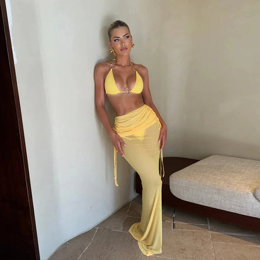 Ring Long Sleeve Three Piece Swimsuit