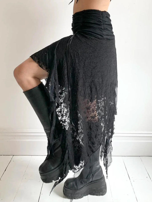Patchwork Uneven Lace Skirt