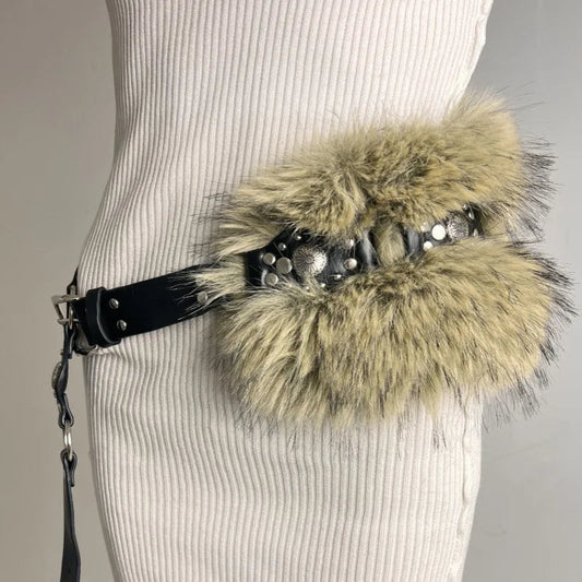 Rebellioshop Dark Studded Furry Millennium Rhinestone Belt