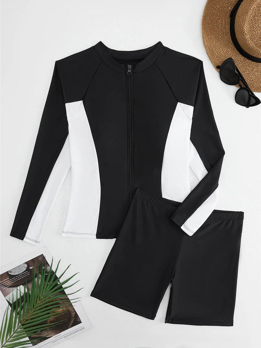 Floral Rashguard Surf Suit Two Piece Set