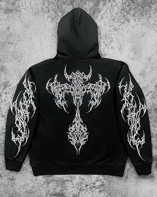 Vintage Y2K Graphic Gothic Zipper Hooded Sweatshirt