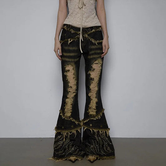Torn Medieval Dark Fringe Pant