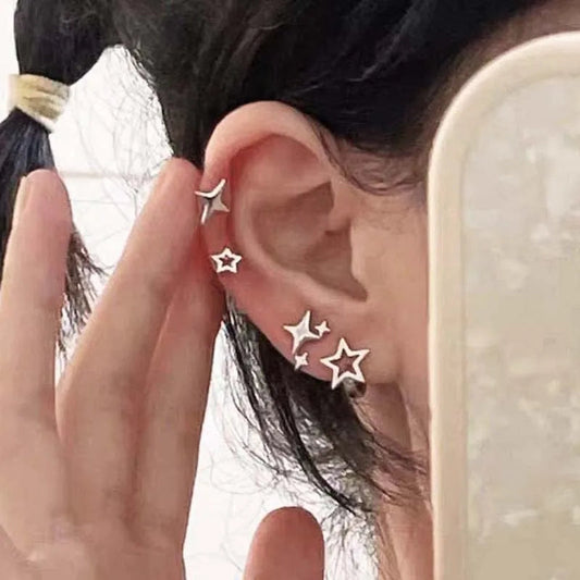 Empty Five-pointed Star Constellation Stud Earring