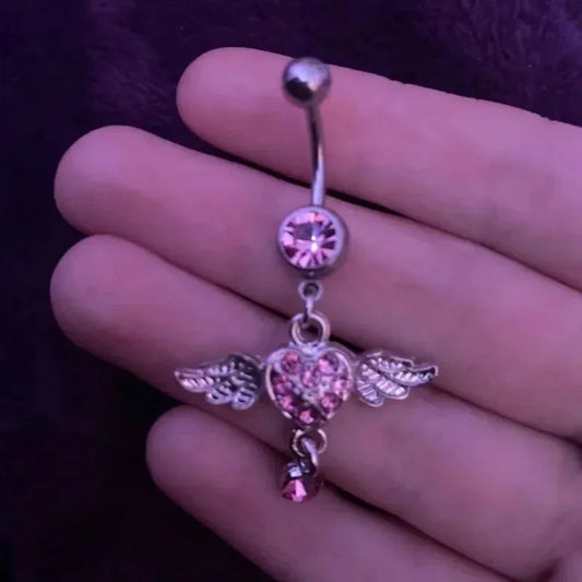 Heavenly Feathers Rose Dark Belly Ring