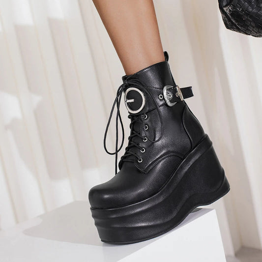 Wedge Stand Patent Leather Rebel Ankle Boot