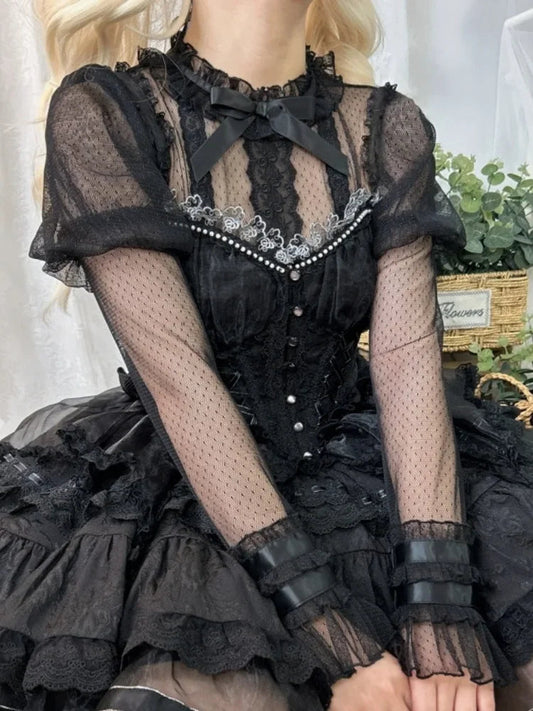 Transparent Embroidered Lace Top