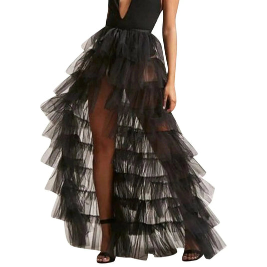 Ruffles Tulle Floor-Length Skirt