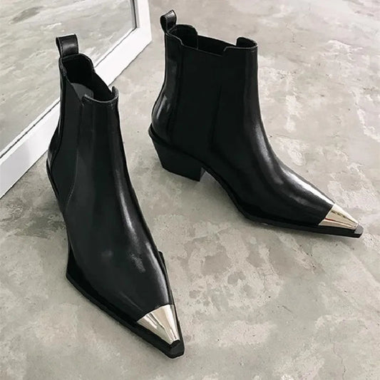 Thin Ankle Pointed Toe Dark Boot