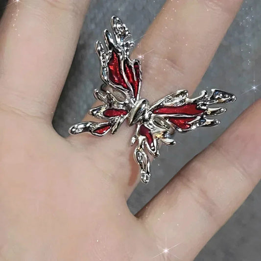 Crimson Crystal Glass Medieval Arachnid Ring