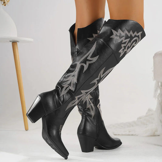 Western Tall Side Zipper Gothic Boot