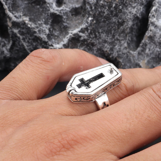 Vintage Style Skull Coffin Gothic Ring