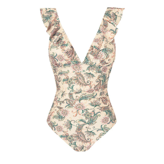 Ruffled Tie Back Floral One Piece Set