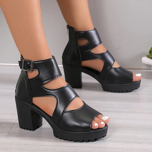 Tall Heel Dark Platform Sandal