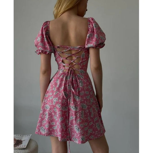 Sexy Floral Print Wrap Floral Dress