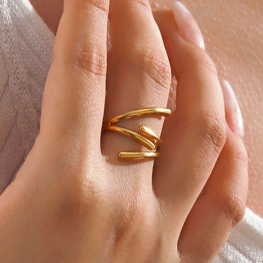 Shiny Metal Blossom Medieval Ring