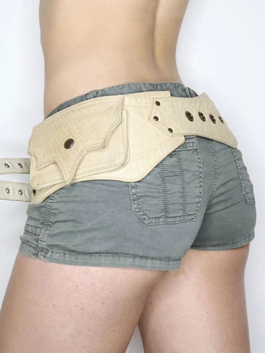 Antique Mysterioshop Large Pockets Synthetic Leather Belt