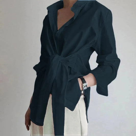 Slim Button Ruched Lace-Up Bloshope