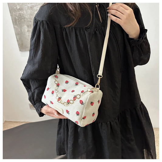 Strawberry Corduroy Mini Crossbody