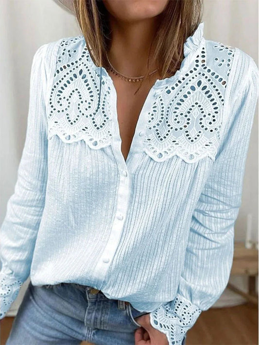Casual Lace O-neck Loose Bloshope