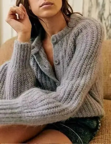 French Niche Solid Lazy Style Loose Cardigan