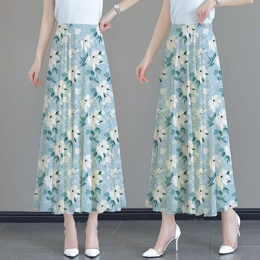 Floral High Waist Patchwork Chiffon Beach Skirt