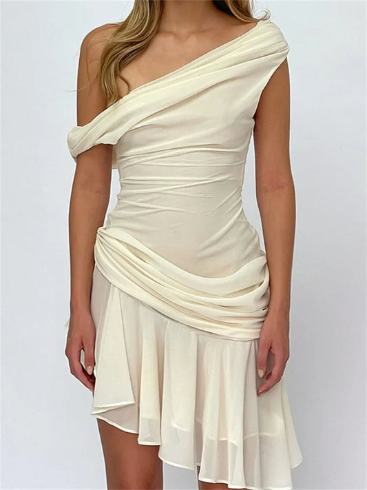 Ruffled Mesh Patchwork Mini Dress