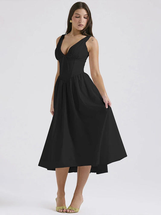 Waist Wrap Print A-line Vacation Dress