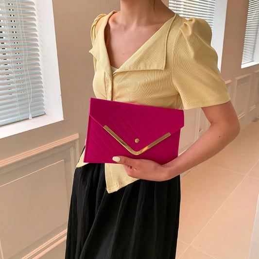 Trendy Evening Felt Envelope Clutch Wristlet