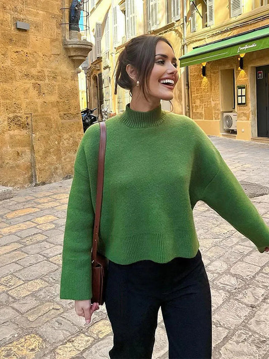 Turtleneck Long Sleeve Skirt Sweater