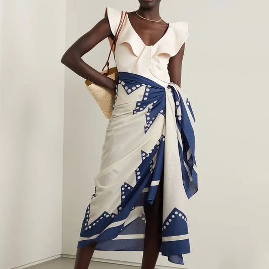 Solid V-Neck Slim Fit Swimsuit One Piece