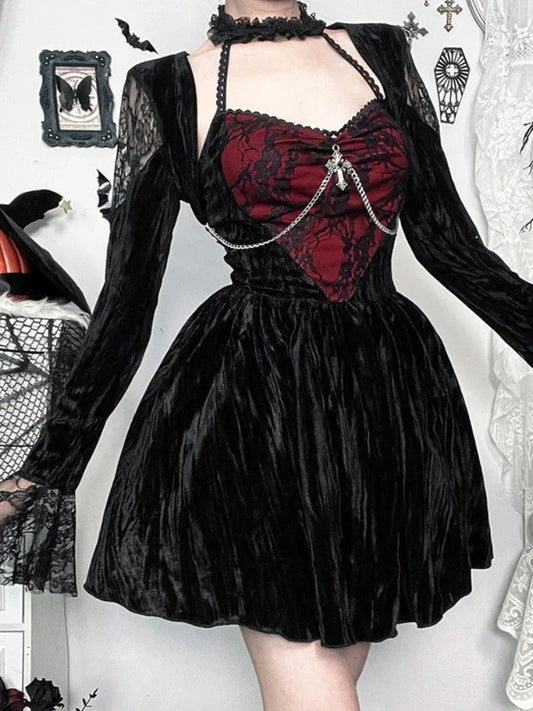 Lace Patchwork Square Mini Dress