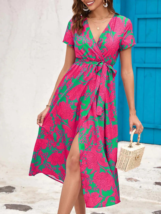 Floral Printed V-neck Summer Dress