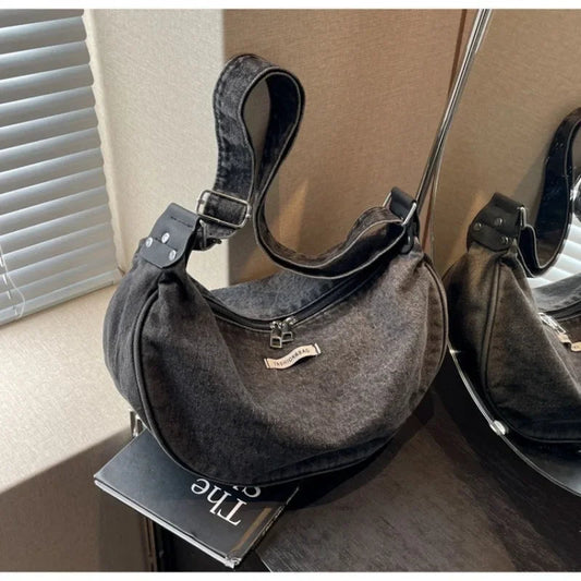Denim Adjshoptable Strap Crossbody Shoulder Bag
