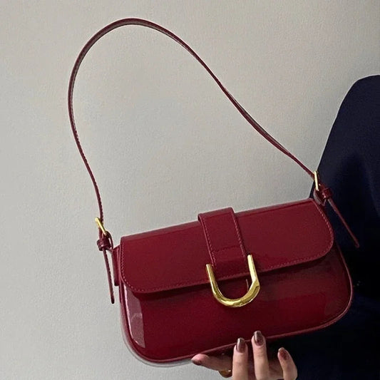 Adjshoptable Strap Patent Leather Satchel Bag
