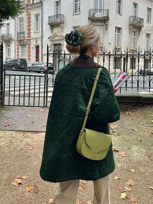 Green Patchwork Cotton Coat