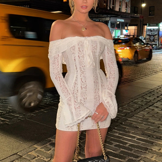 Off-Shoulder Bow Ruched Mini Dress