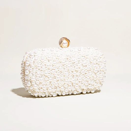 Pearl Crystal Beaded Evening Wristlet