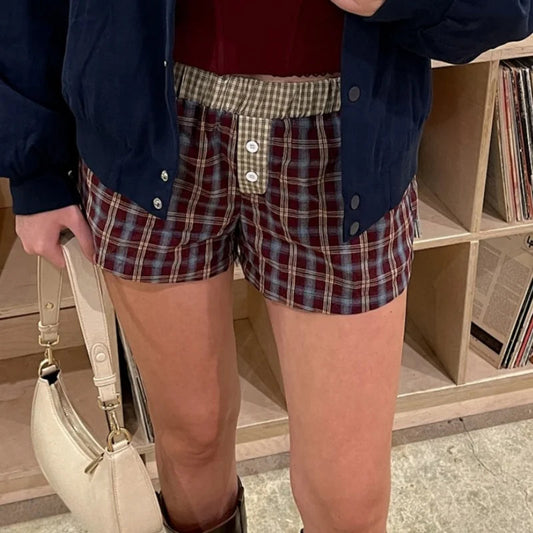 Plaid Boxer Elastic Waist Short