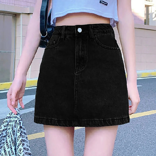 Solid Color Bodycon Jeans Skirt