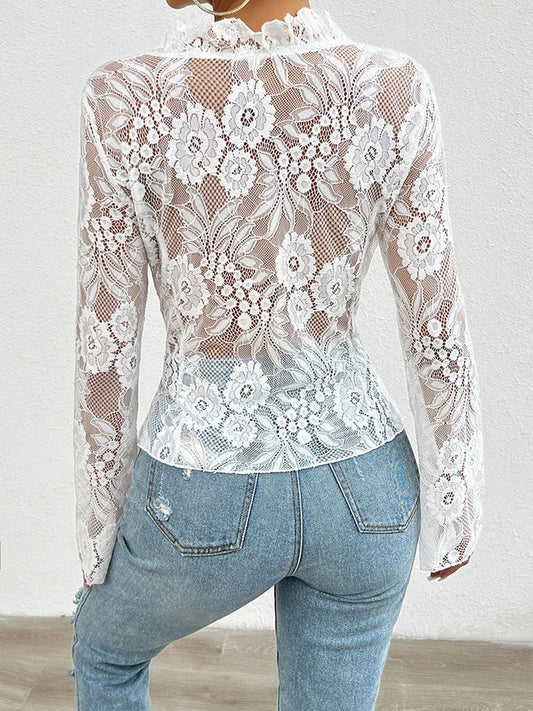 Lace See-Through Sexy Long Sleeve Bloshope