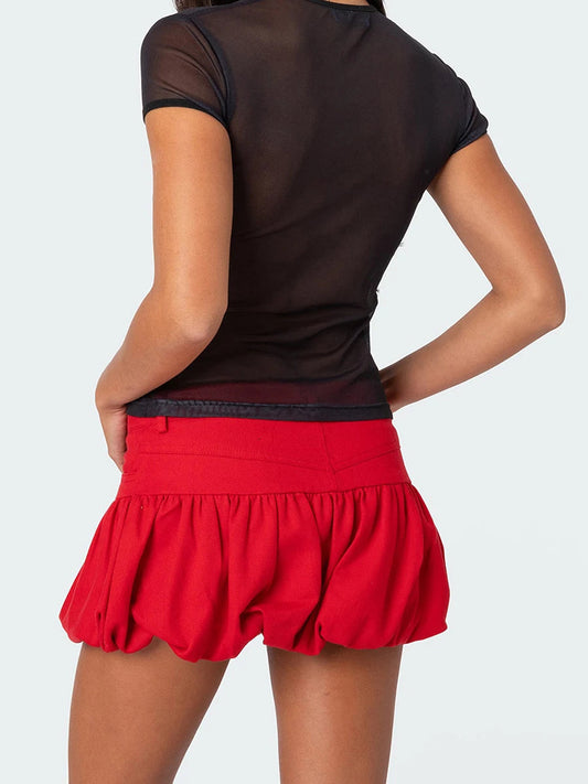 Denim Bubble Low Rise Skirt