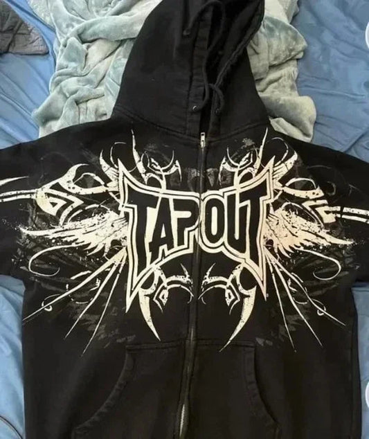 Dark Rock Letter Embroidery Hoodie
