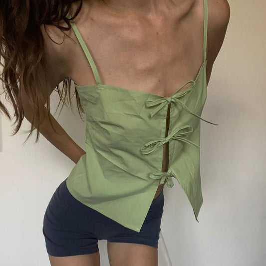 Tie-Up Bow Fitted Crop Top