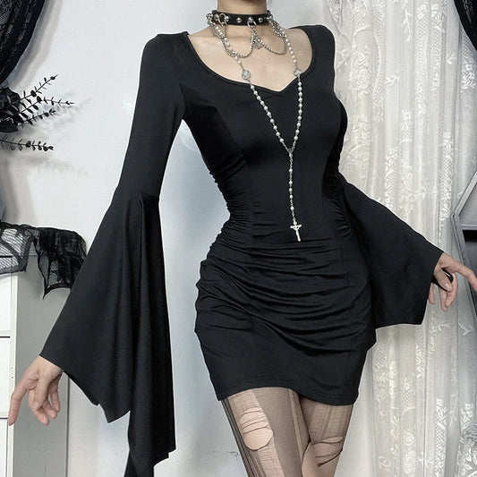 Batwing Lengthy Sleeve Mini Dress