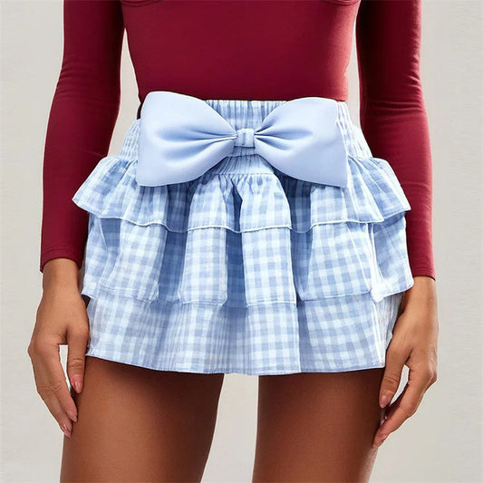 Bowknot Plaid Bloomers Skirt