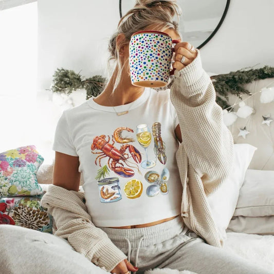 Cray Printed Gothic Crop Top T-shirt