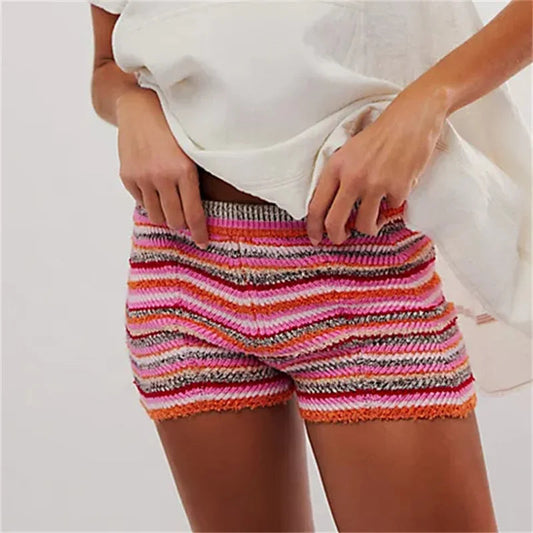 Knitted Wave Striped Micro Short