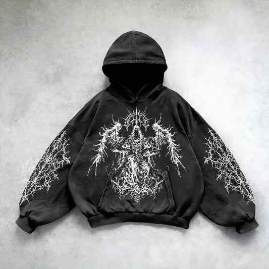 Casual Retro Gothic Printing Hoodie