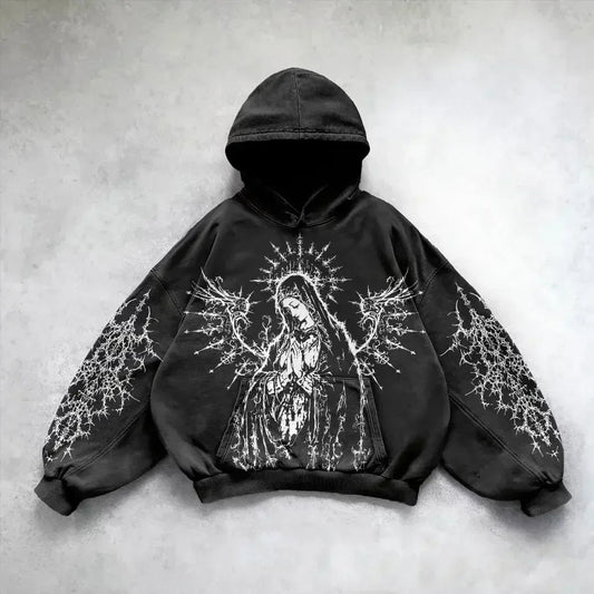 Casual Retro Gothic Printing Hoodie